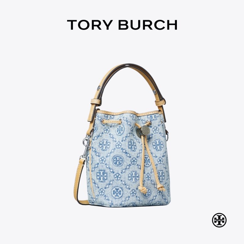 TORY BURCH 汤丽柏琦 T MONOGRAM 迷你丹宁水桶包 167761