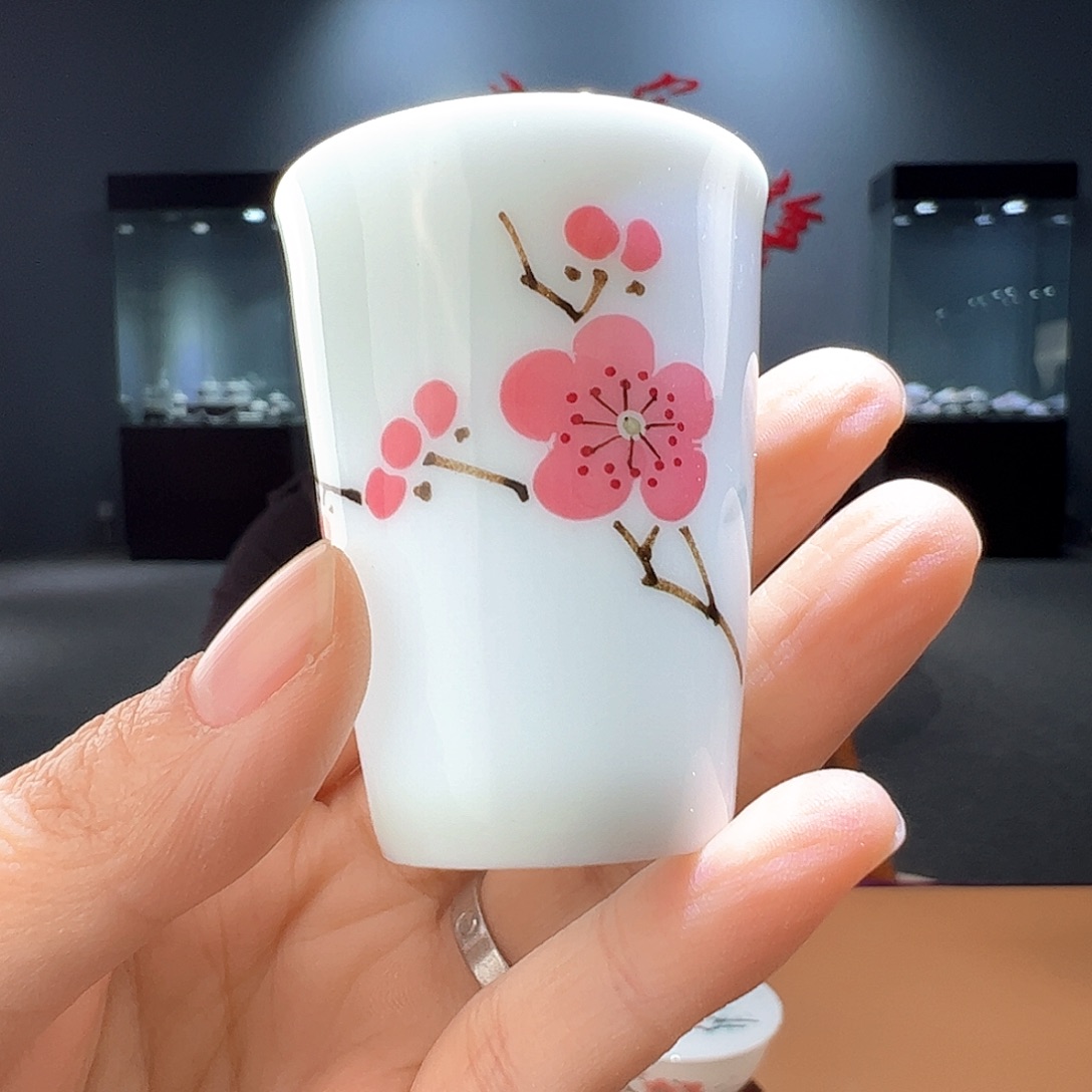 瓷翠竹红梅闻香杯，福利款