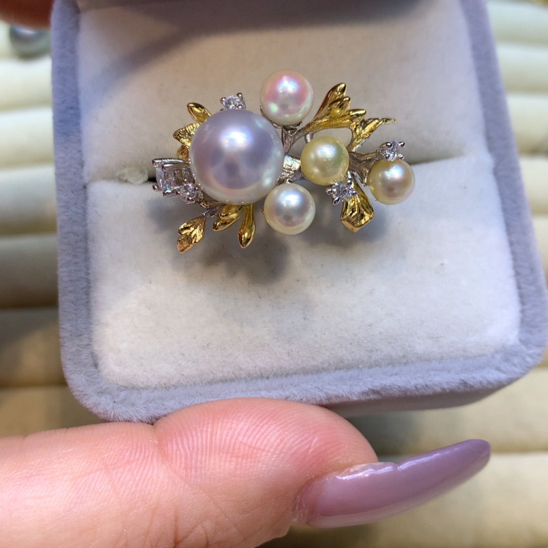 银S925镶嵌戒指海水珍珠