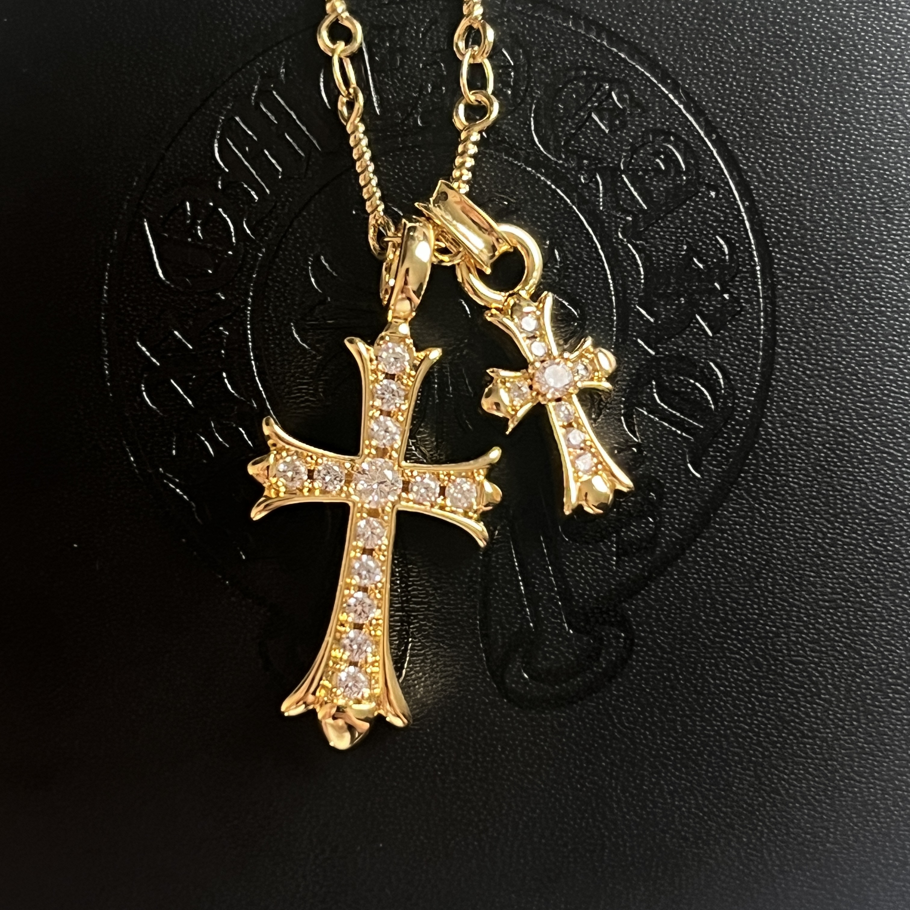 钛钢锆石项链 vintage锆石十字架超高朋克风高闪度高保色美式项链