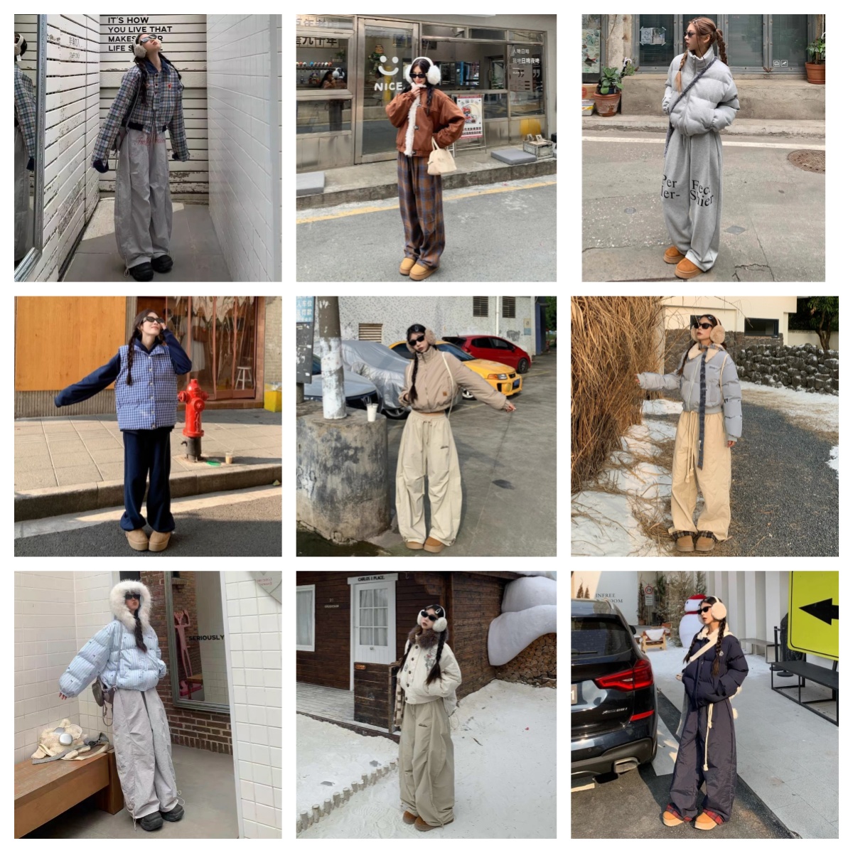 编号【130-150】美式复古冬季设计感加绒加厚百搭短款棉服裤子套装