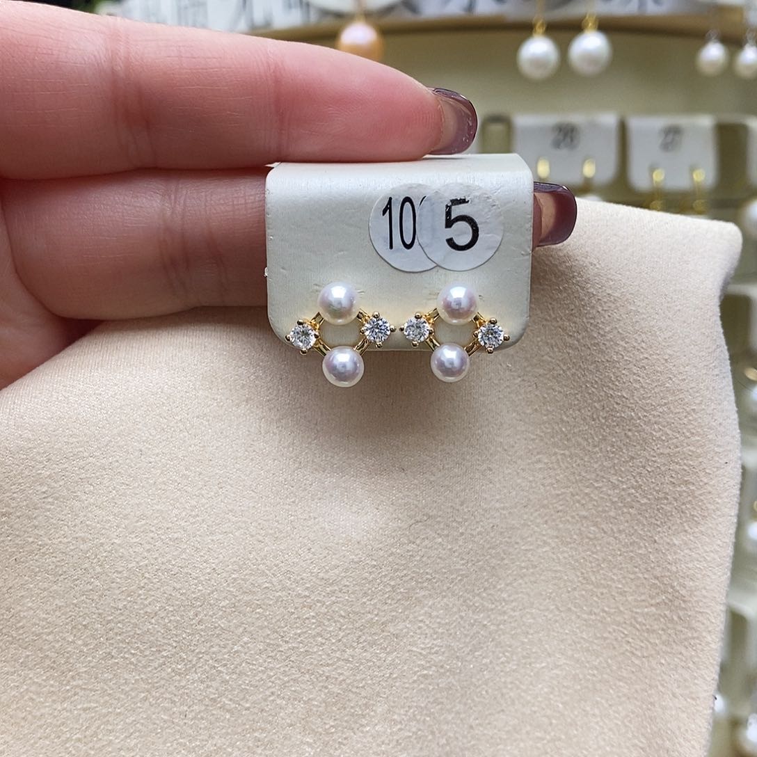 淡水珍珠耳饰银S925镶嵌