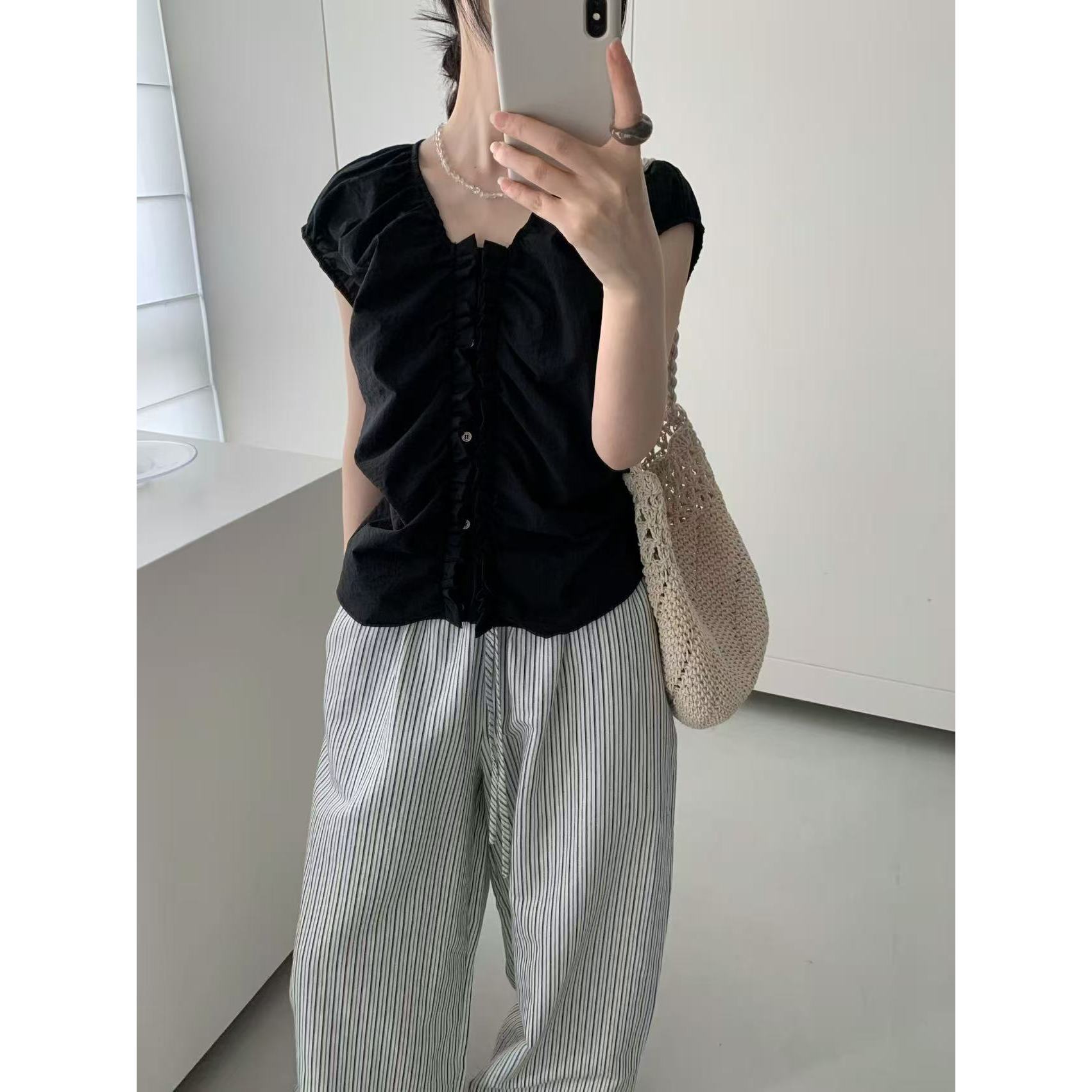 0393#YOUR#秒变温柔的~百搭显瘦纽扣设计背心开衫上衣（福利）