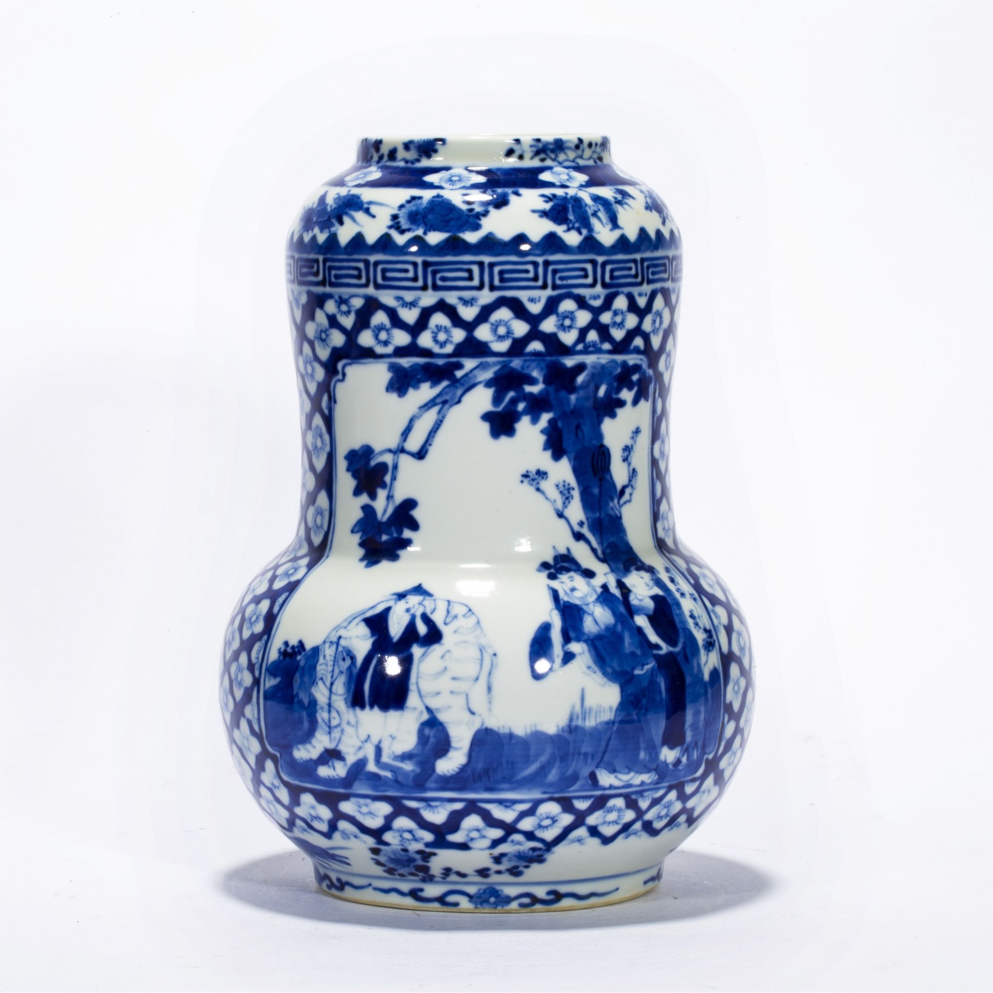 【拍卖-清光绪】·青花冰梅开窗访贤图葫芦尊