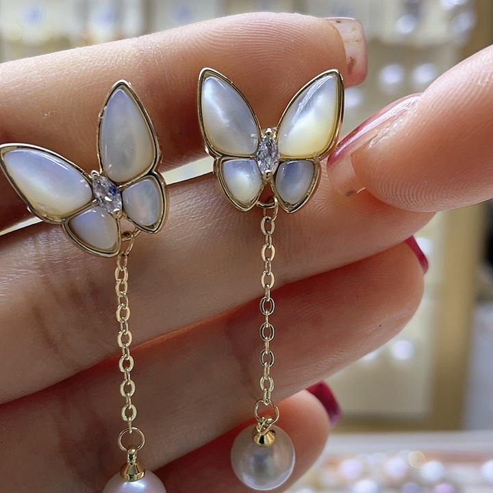 淡水珍珠耳饰银S925镶嵌