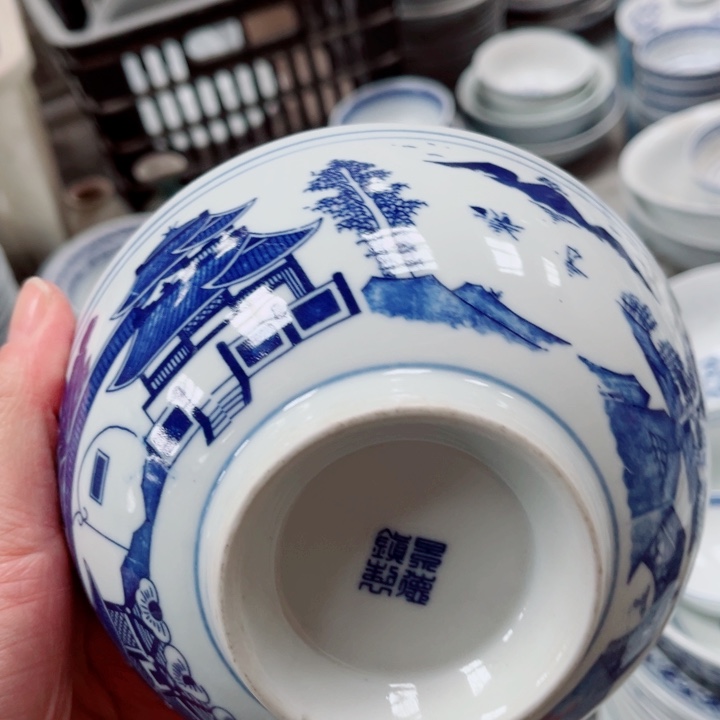 青花玲珑6寸面碗梧桐