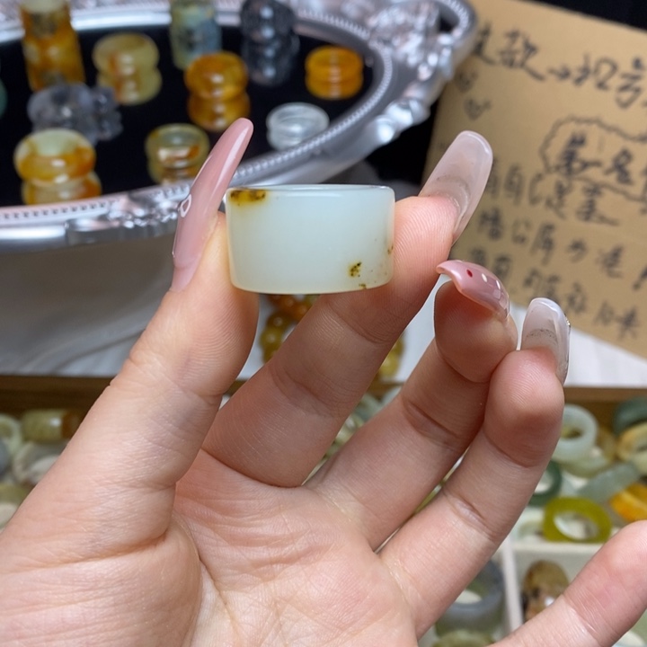 蛇纹石玉合金戒指17-17.0微瑕