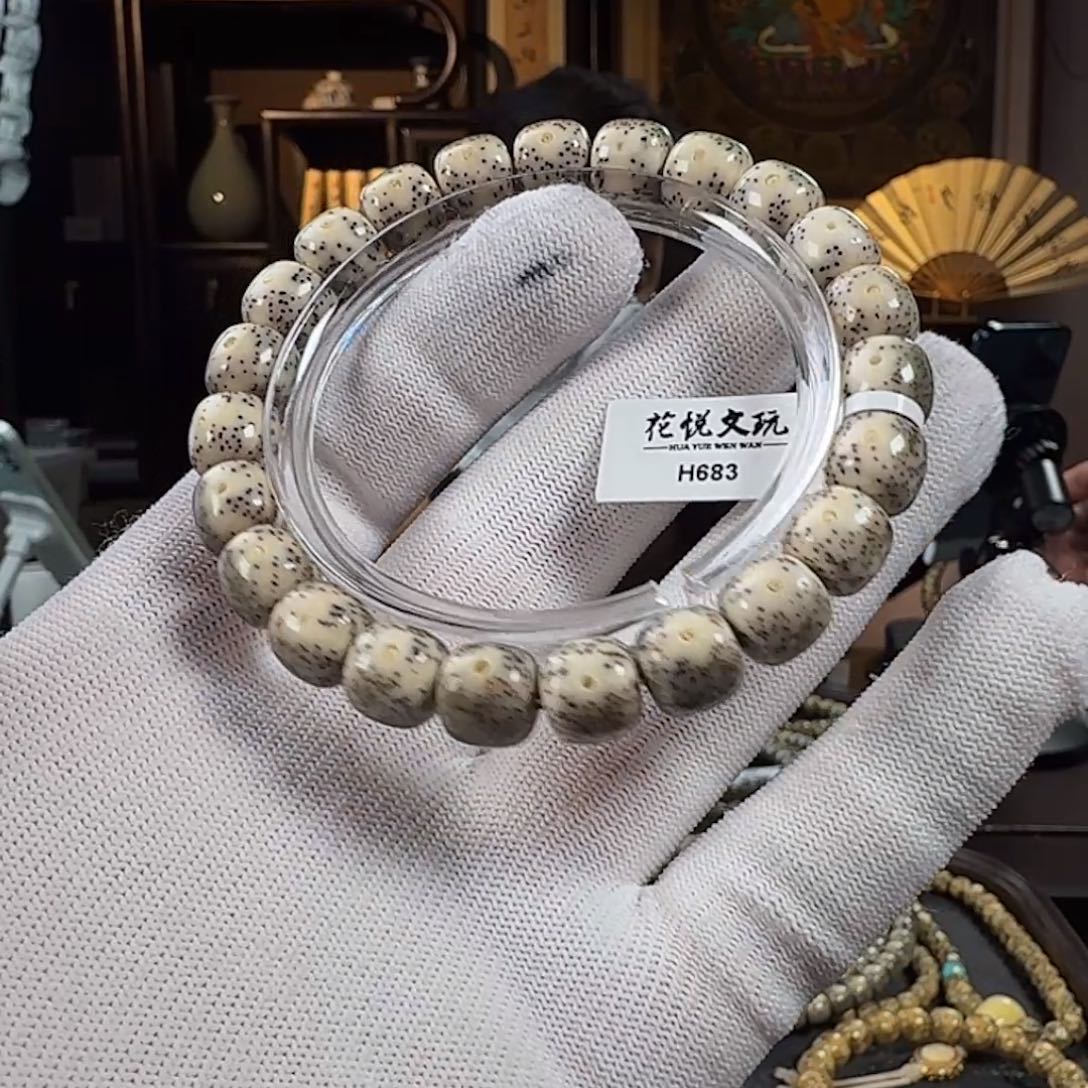 手串星月菩提10x9 石玉料月留白针尖星 H683