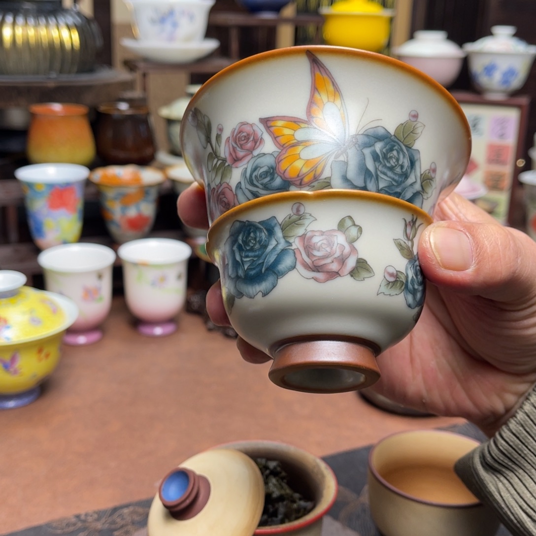 糯***米素铭品瓷釉下彩茶具