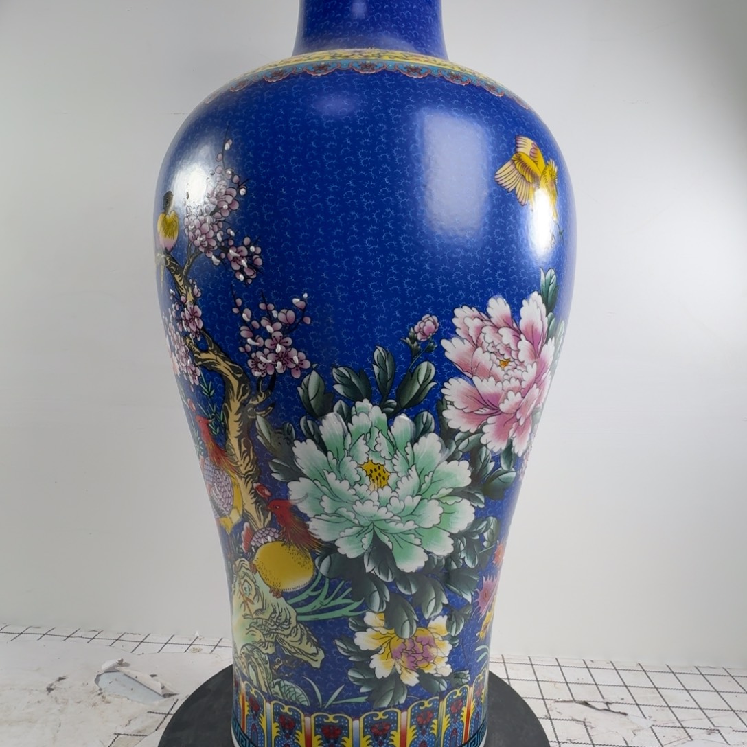 波***瓶粉彩花鸟纹陶瓷瓶