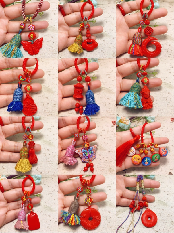 含辰砂工艺品朱砂轻奢风中国风钥匙挂包包挂男女同款