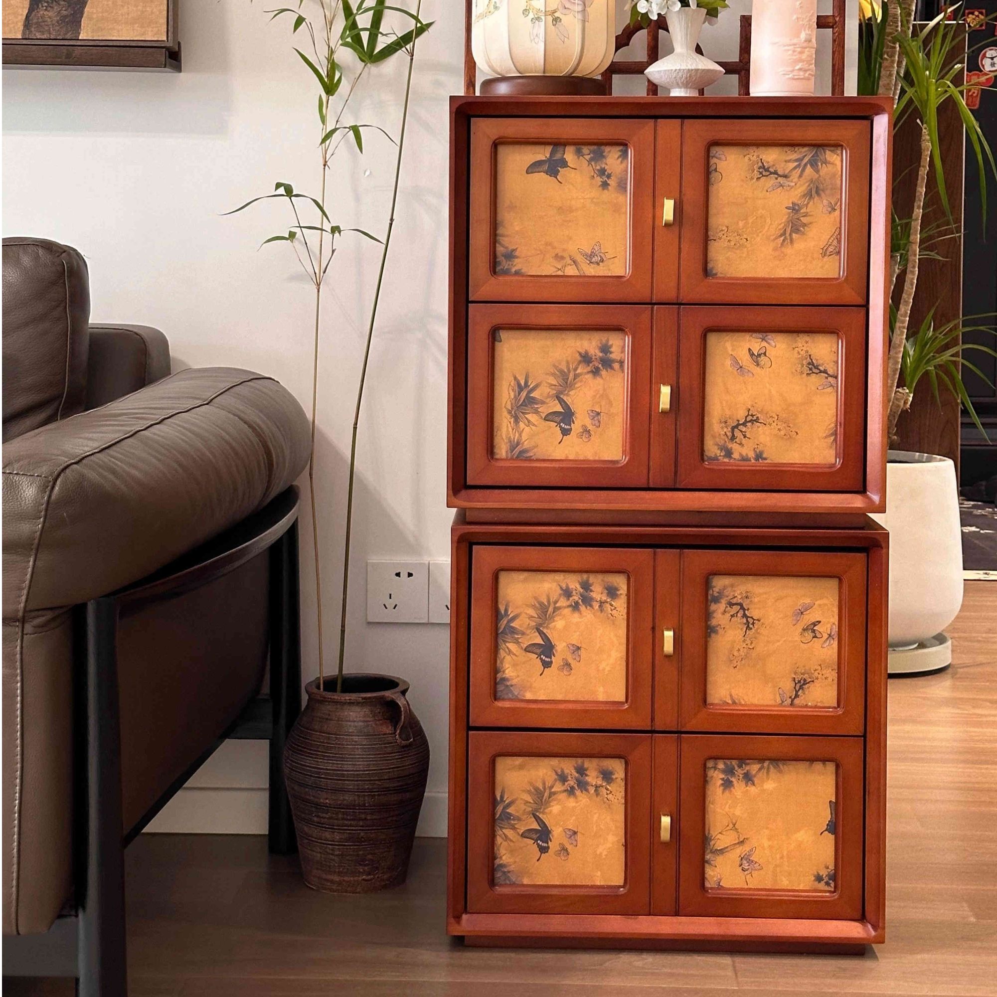 中古风香云纱斗柜模块组合柜实木复古卡门柜新中式电视柜床头柜