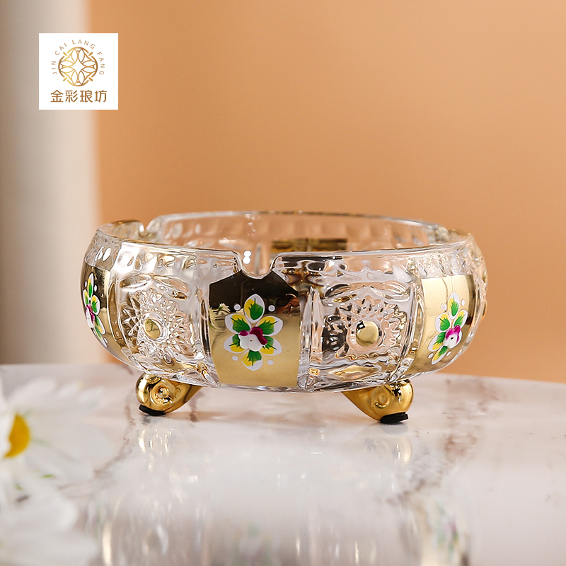 大号珐琅彩欧式水晶玻璃果盘创意家用现代客厅餐桌收纳