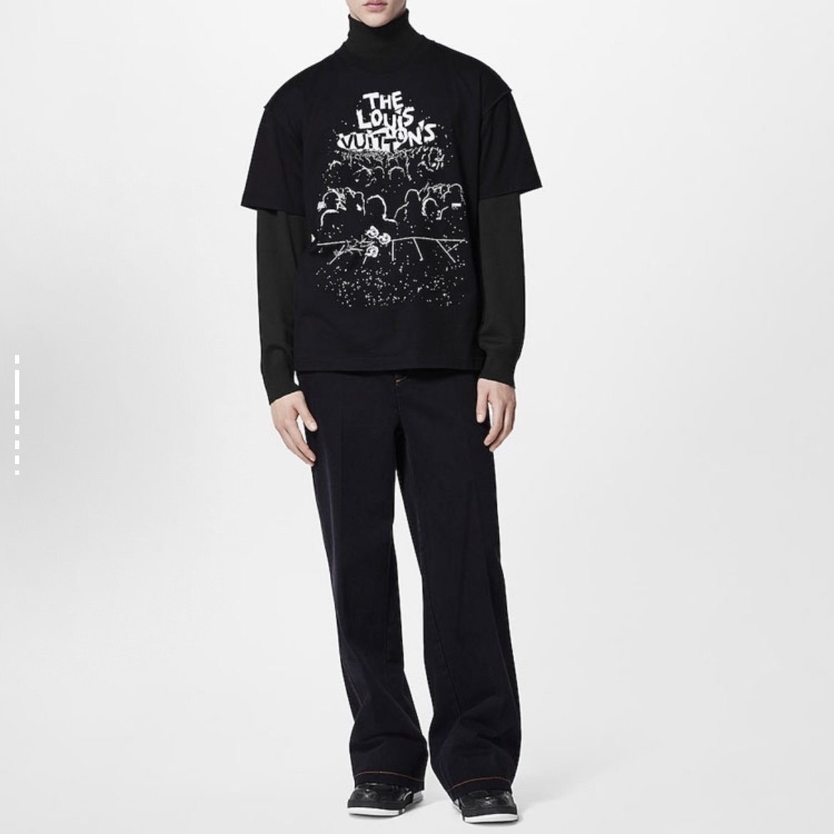 99新 LouisVuitton/路易威登 7311/黑色字母Logo印花短袖T恤/4L码