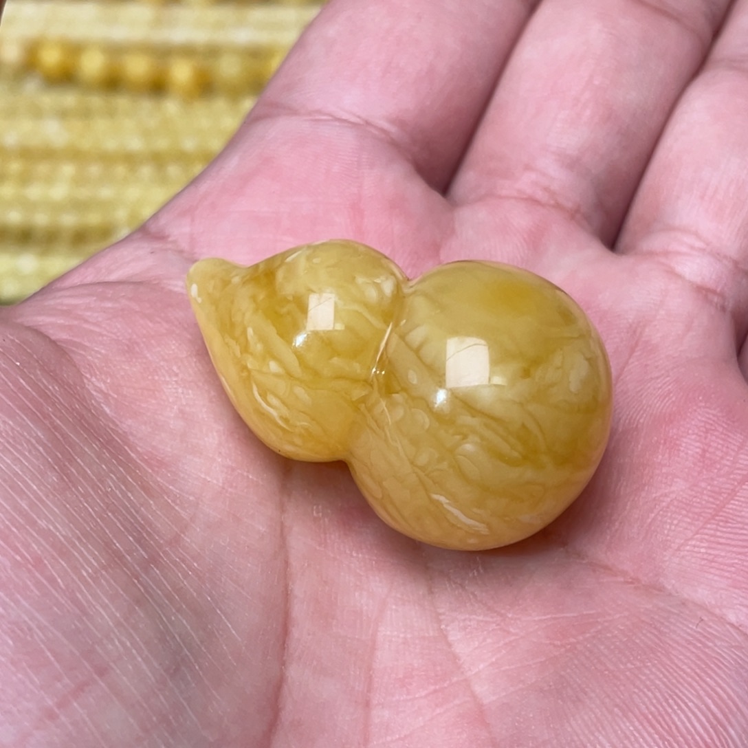 蜜蜡裸石未镶嵌蜜蜡葫芦