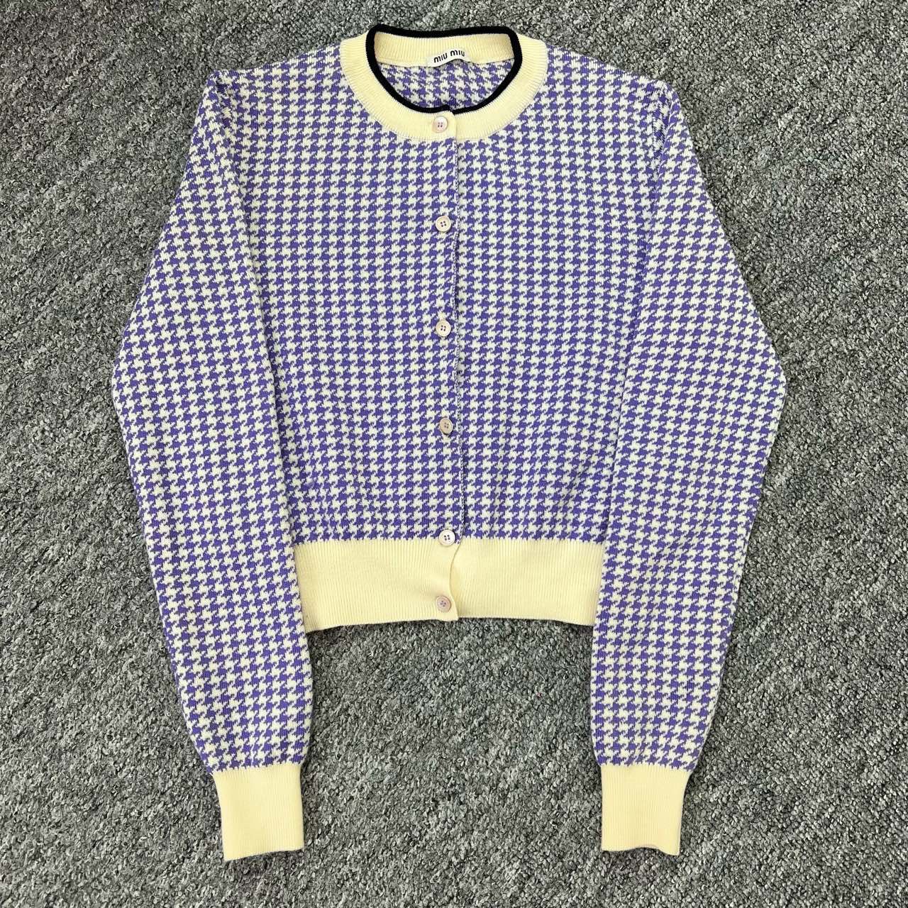 95新 MIU MIU/缪缪 Miumiu/千鸟格羊毛针织衫/40码/97新/00631