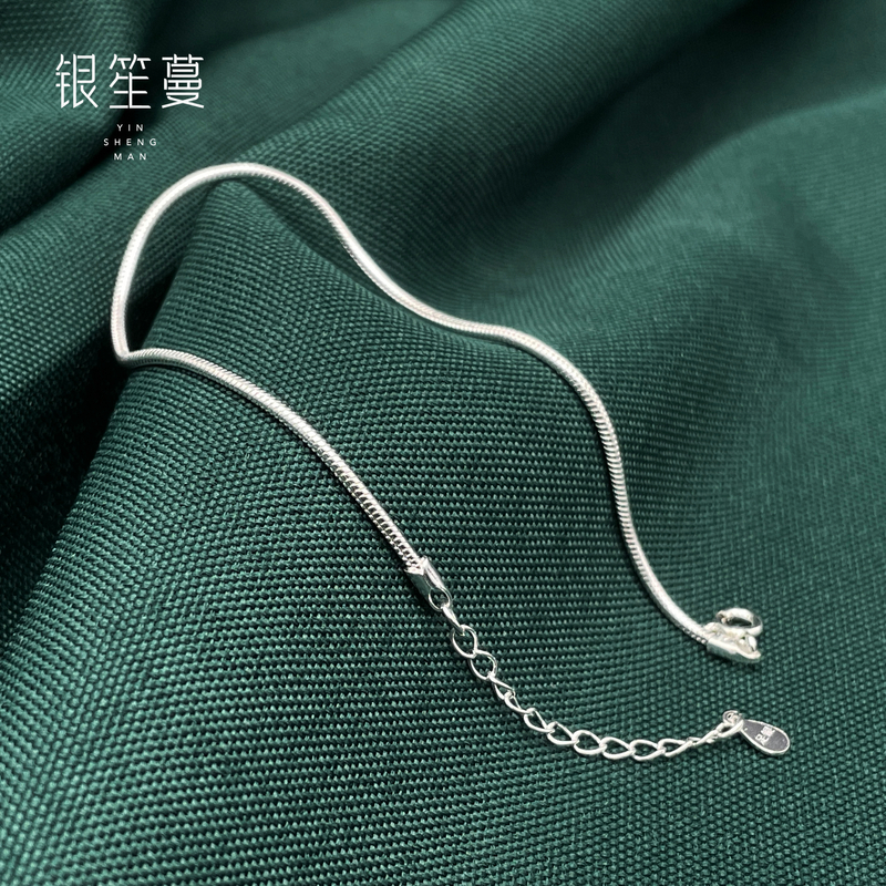足银手链 凯贵银楼 足银 情侣款素圈蛇骨手链 精美礼物优选 SL27