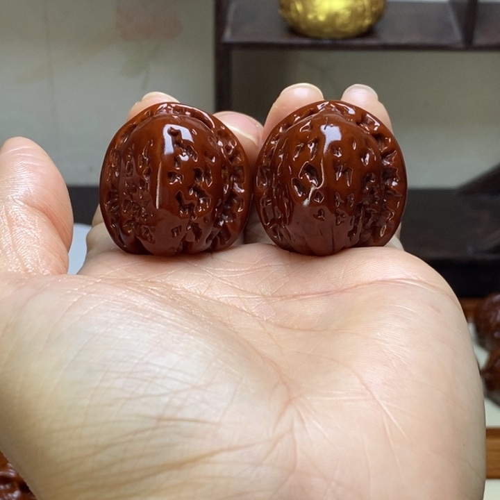 石***璃文玩核桃把件百年小球