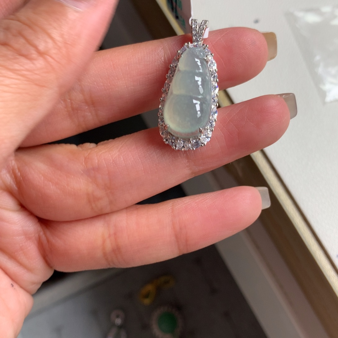 翡翠银S925镶嵌颈饰吊坠