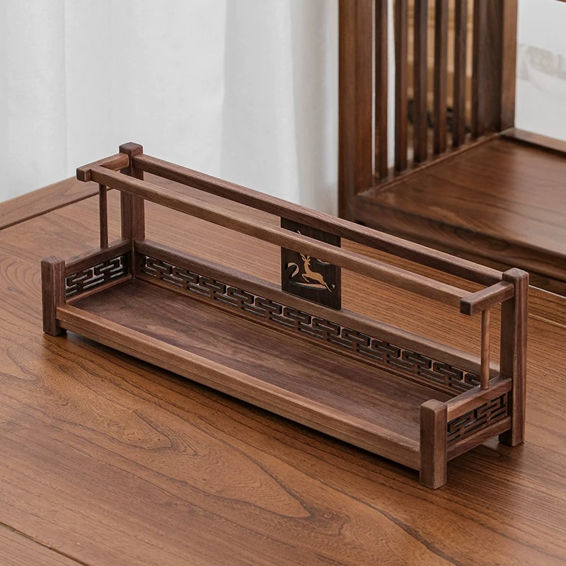 黑胡桃一鹿领先双层壶杯收纳架-50*16*12cm