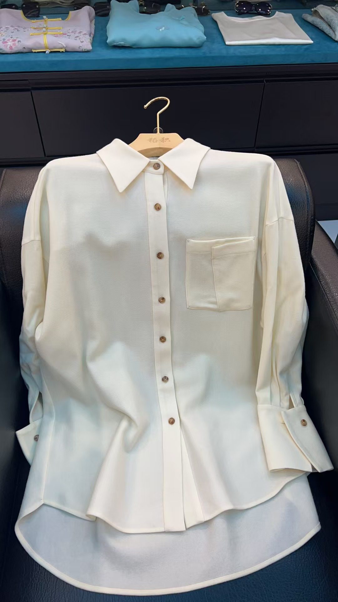 休闲羊毛长袖衬衫