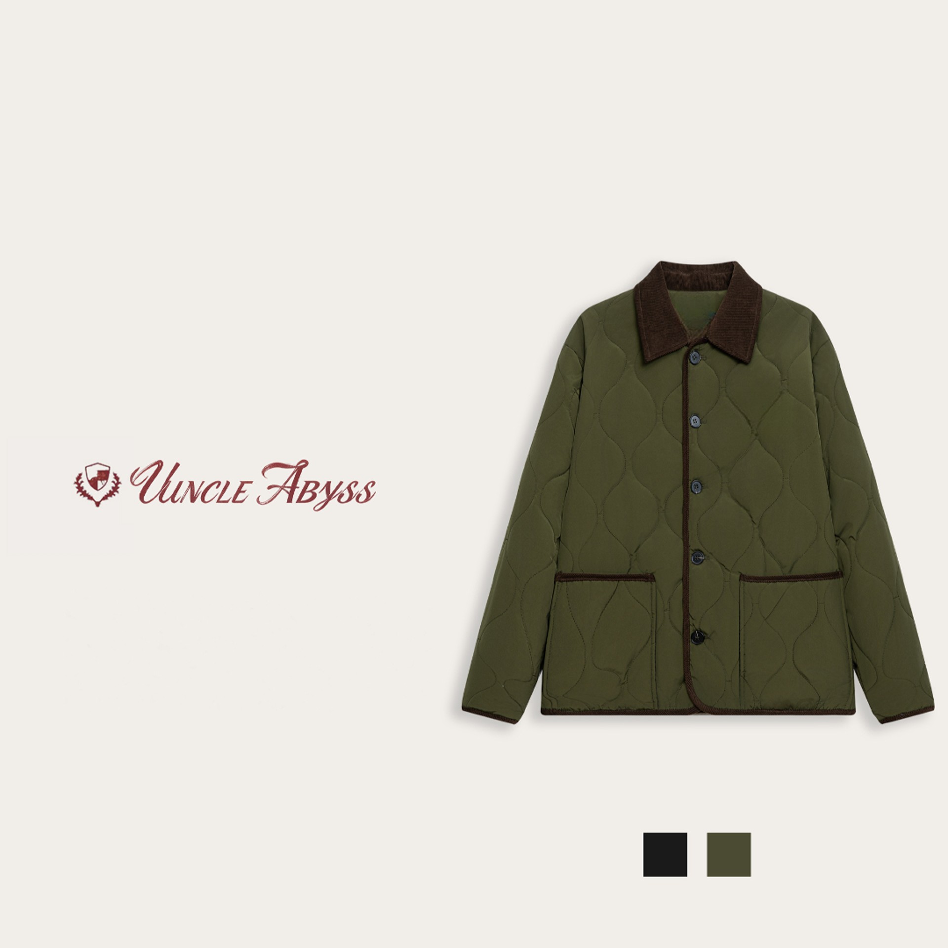 【C36106）【HAO】秋冬新款菱形格拼接翻领时尚百搭夹克棉服外套