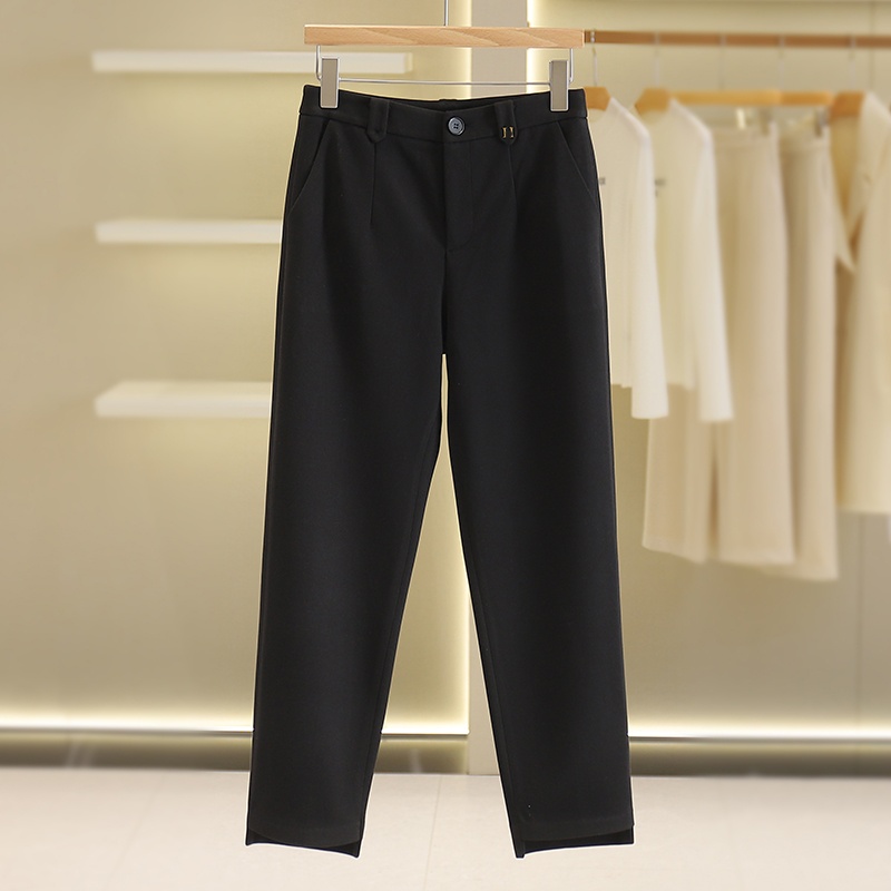 【开播福利】不规则修身纯色百搭小脚休闲裤#QPE48K001