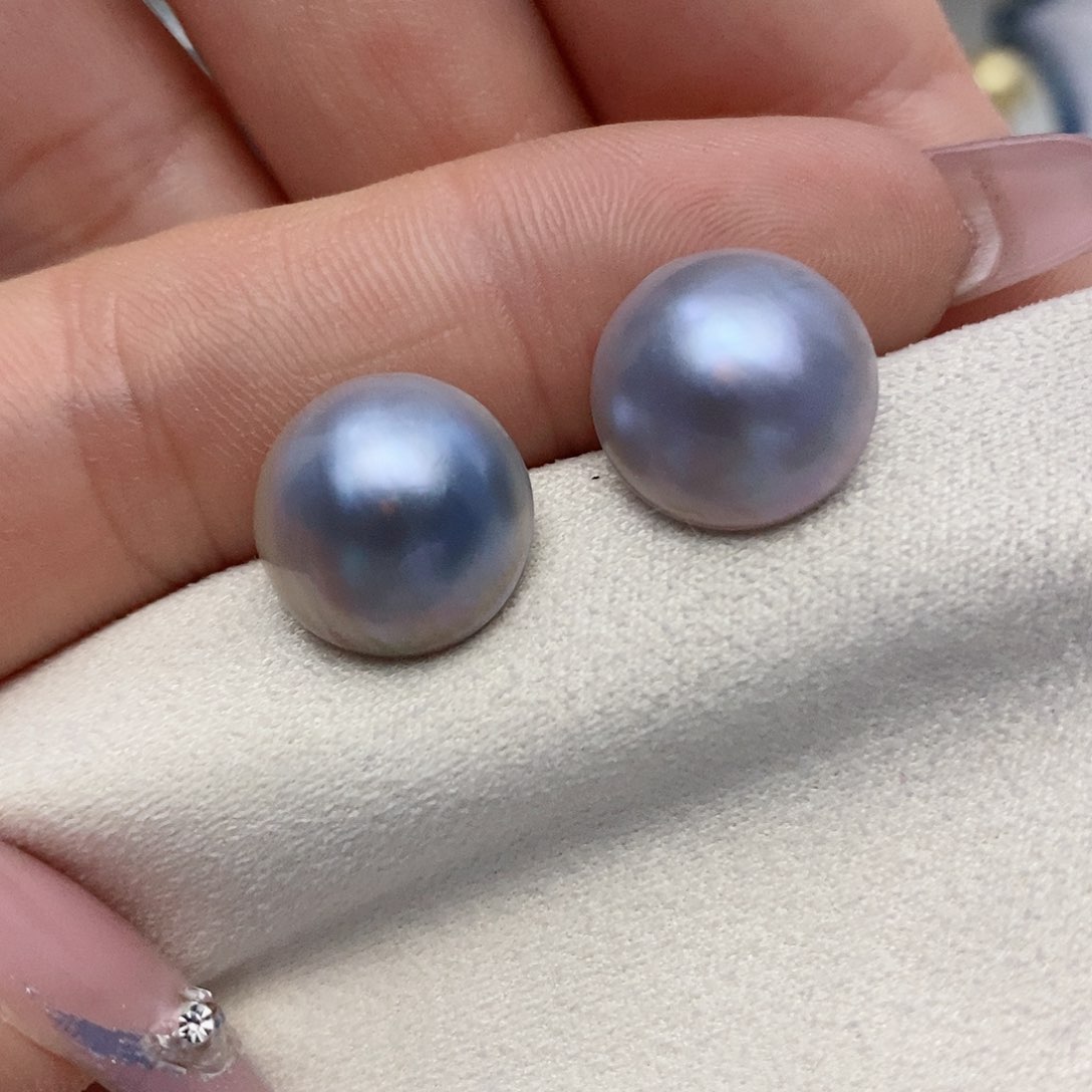 【闪购商品】拼合珍珠（马贝珠）耳饰18K金镶嵌2