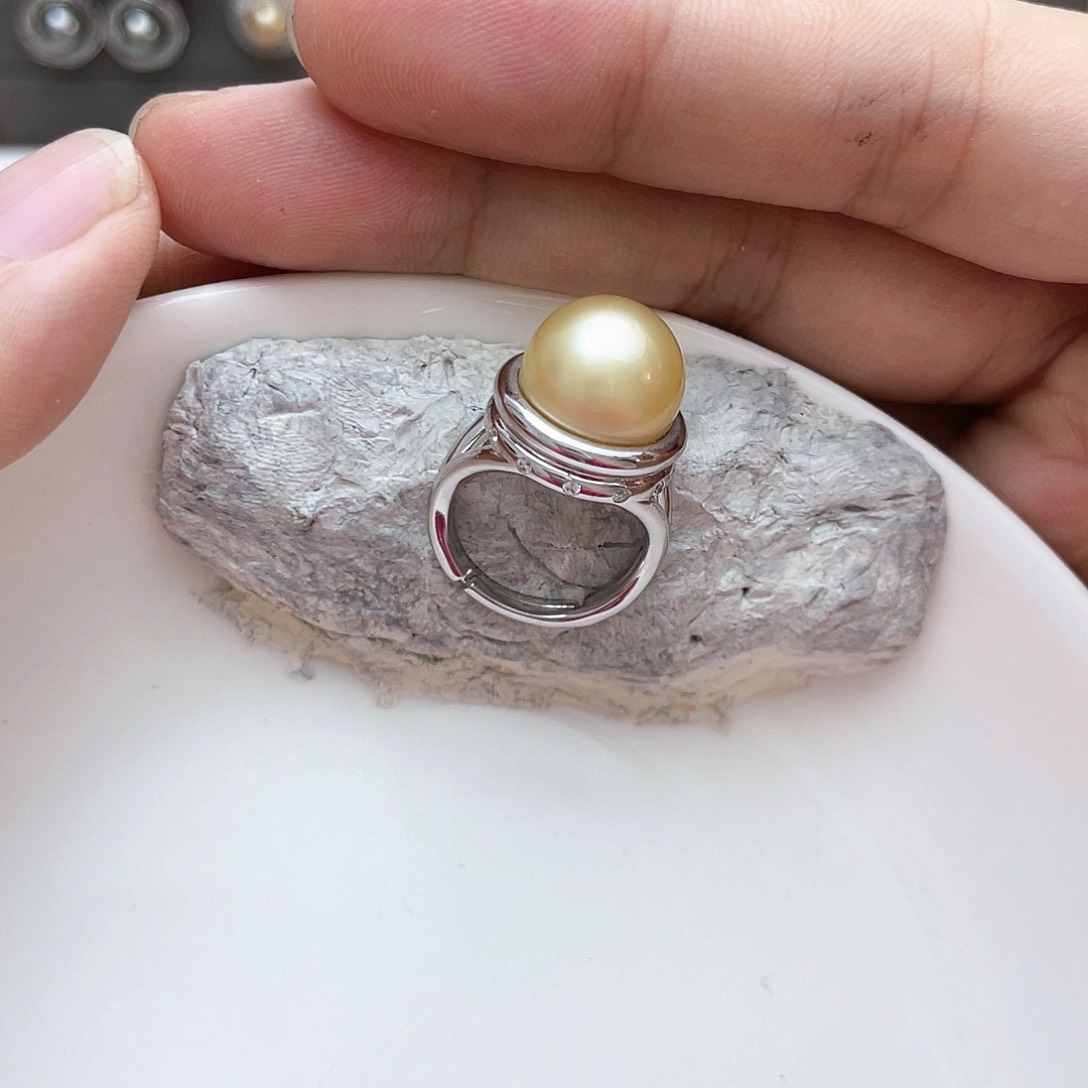戒指银S925镶嵌海水珍珠
