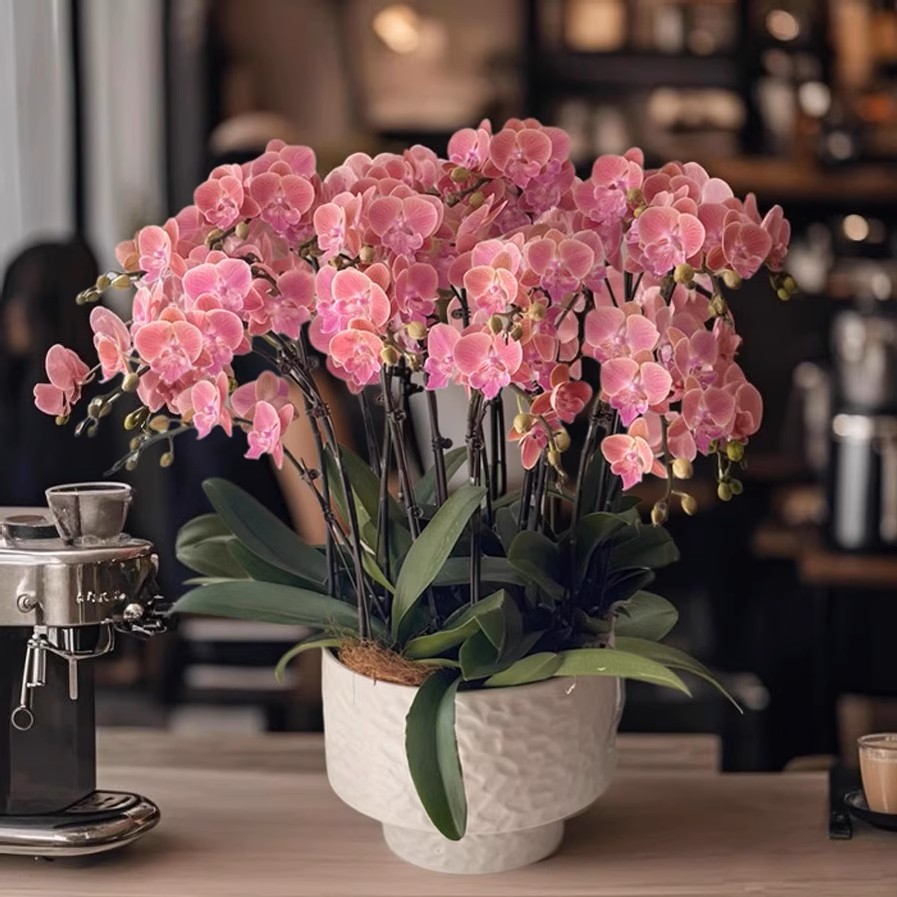 西瓜红蝴蝶兰带花苞盆栽复古橘粉色稀有色中大花四季好养室内花卉