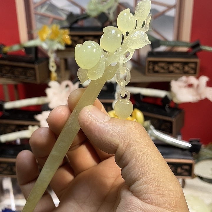 岫玉玉雕发簪未镶嵌