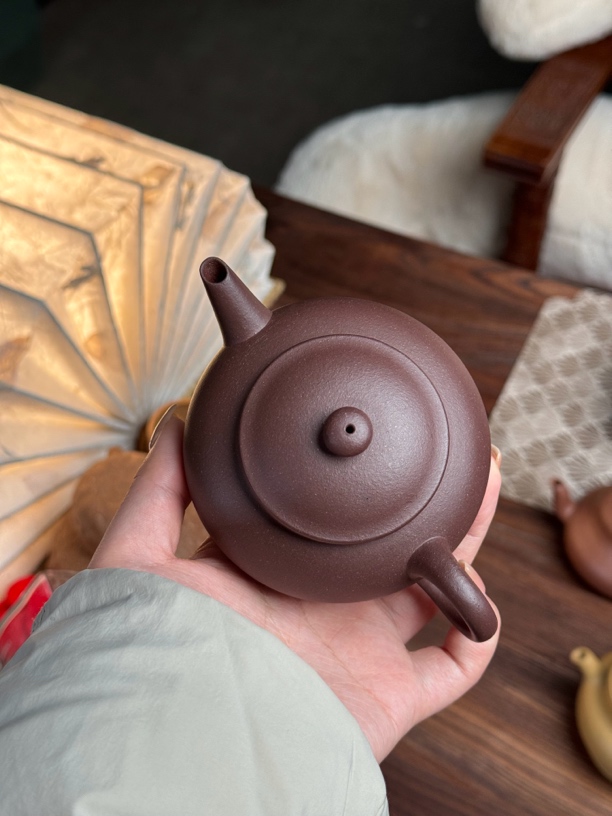 扁水平·壶｜原矿青灰紫泥｜150cc｜半手制作