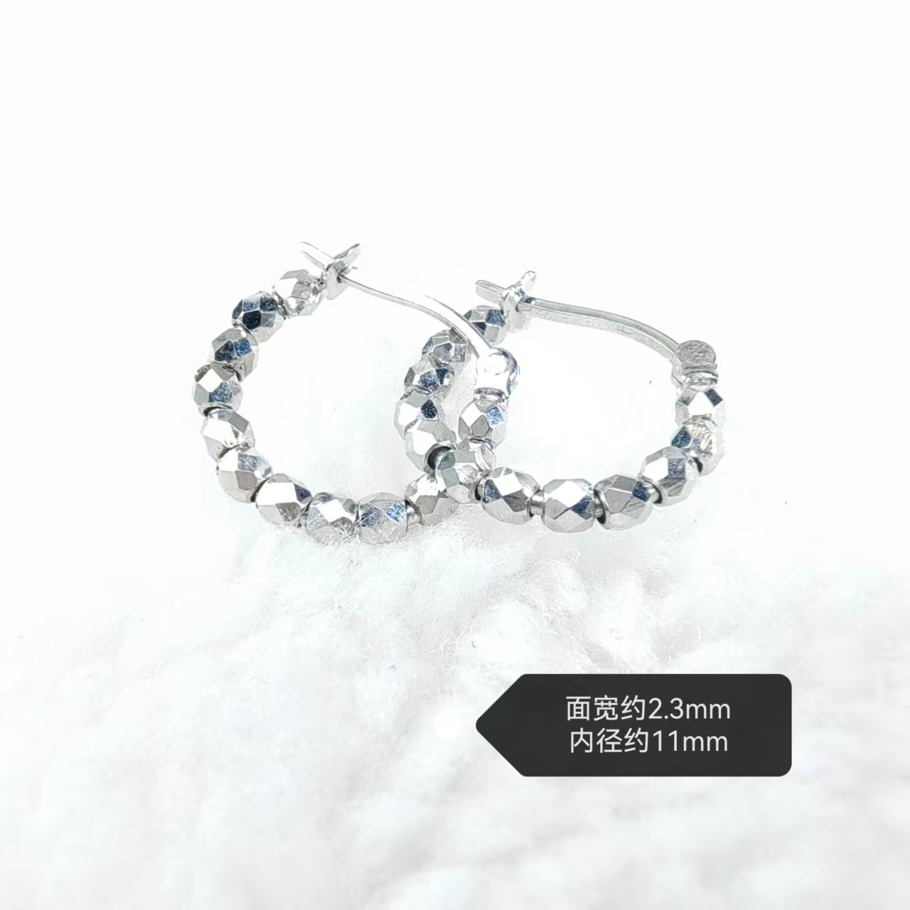 PT950铂金耳饰 切面蹦迪珠铂金耳扣 时尚百搭