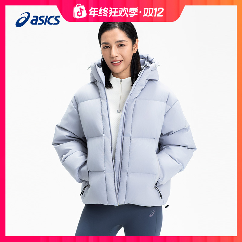 新年战袍ASICS亚瑟士女子运动羽绒外套御寒保暖连帽羽绒夹克外套