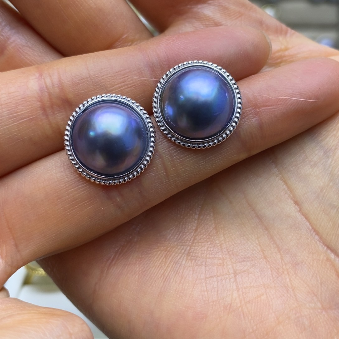 拼合珍珠（马贝珠）耳饰银S925镶嵌