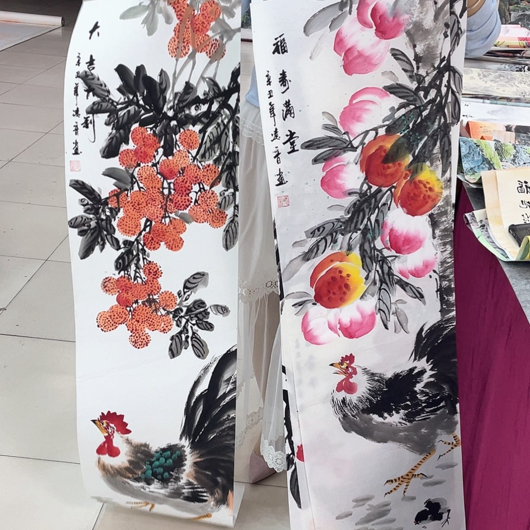 国画纯手绘的花鸟山水