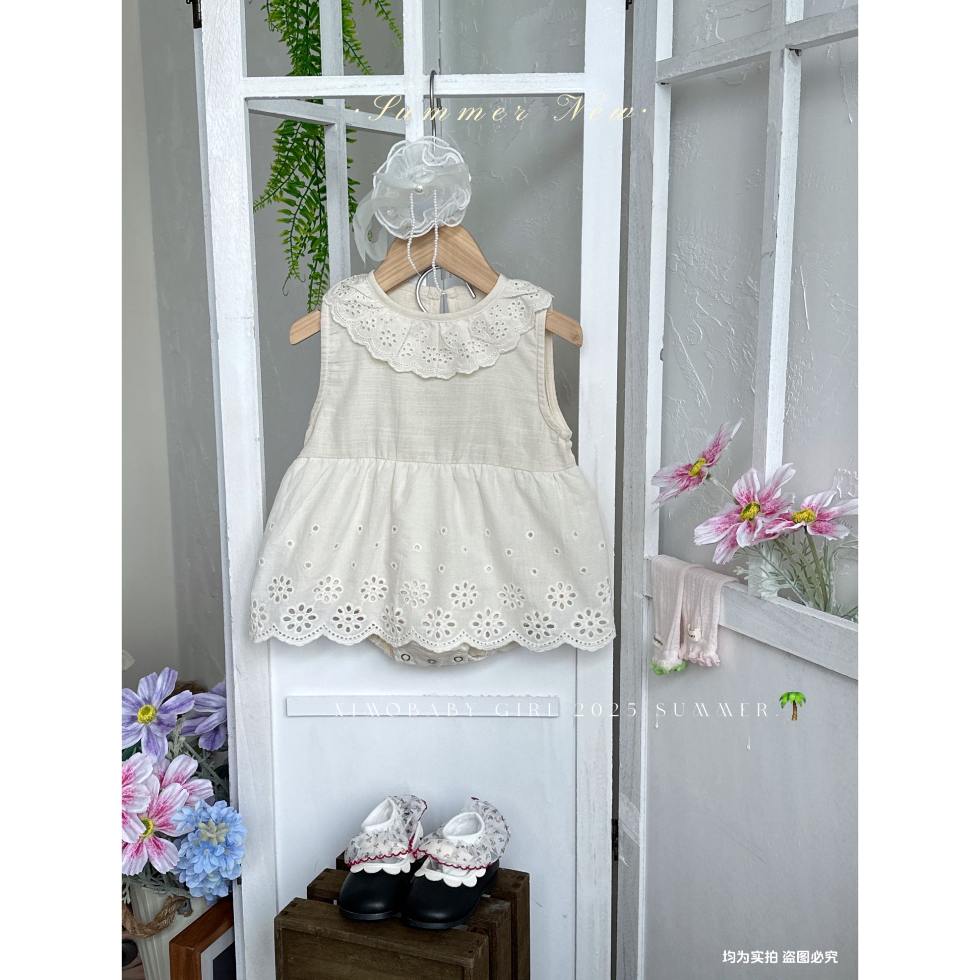 NIMO【奶芙朵朵】韩版夏款欧若风公主可爱百搭时尚洋气花边领哈衣