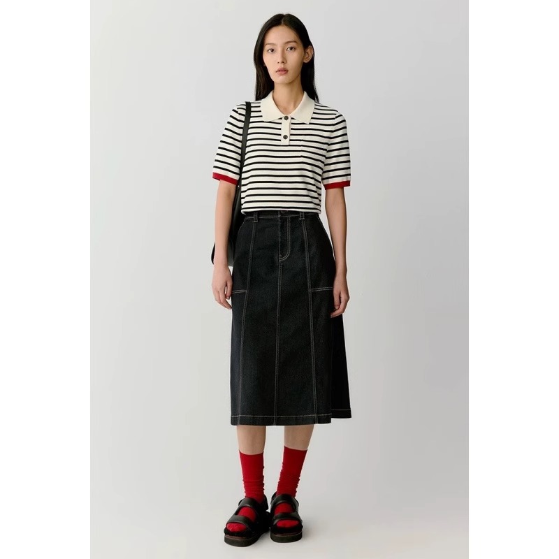 25ss复古A字半身裙女通勤百搭高级感半裙中长裙子夏季QY9899