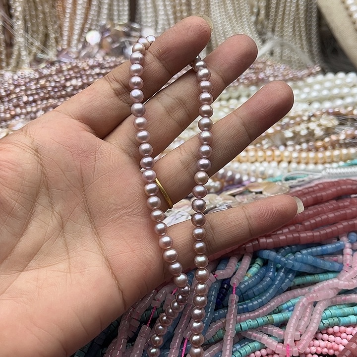 玛瑙/玉髓未镶嵌珠宝半成品一条6mm左右紫珍珠