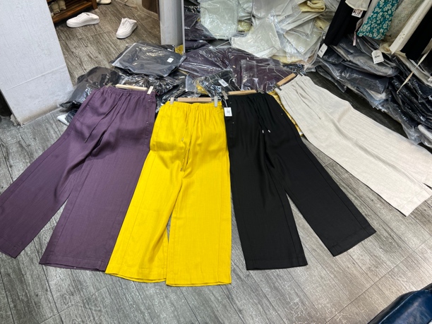 夏季新款天丝亚麻女阔腿裤高级感直筒休闲垂感长裤90235