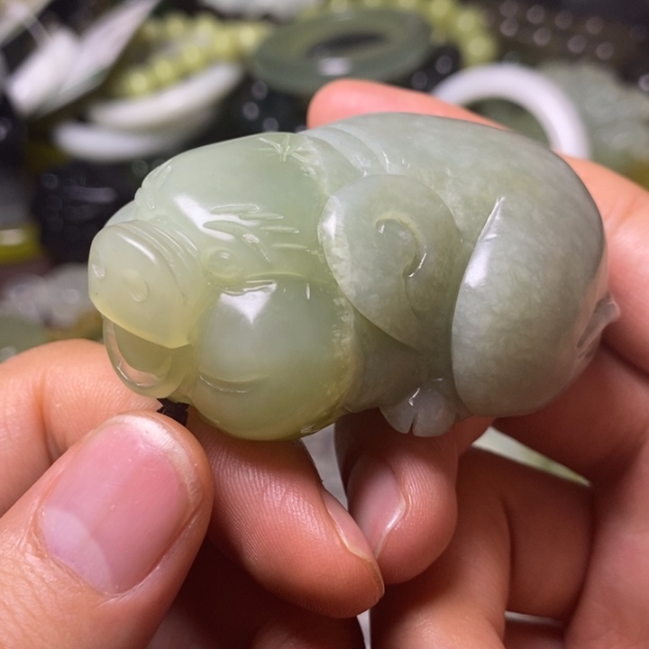 岫玉岫玉手把件未镶嵌