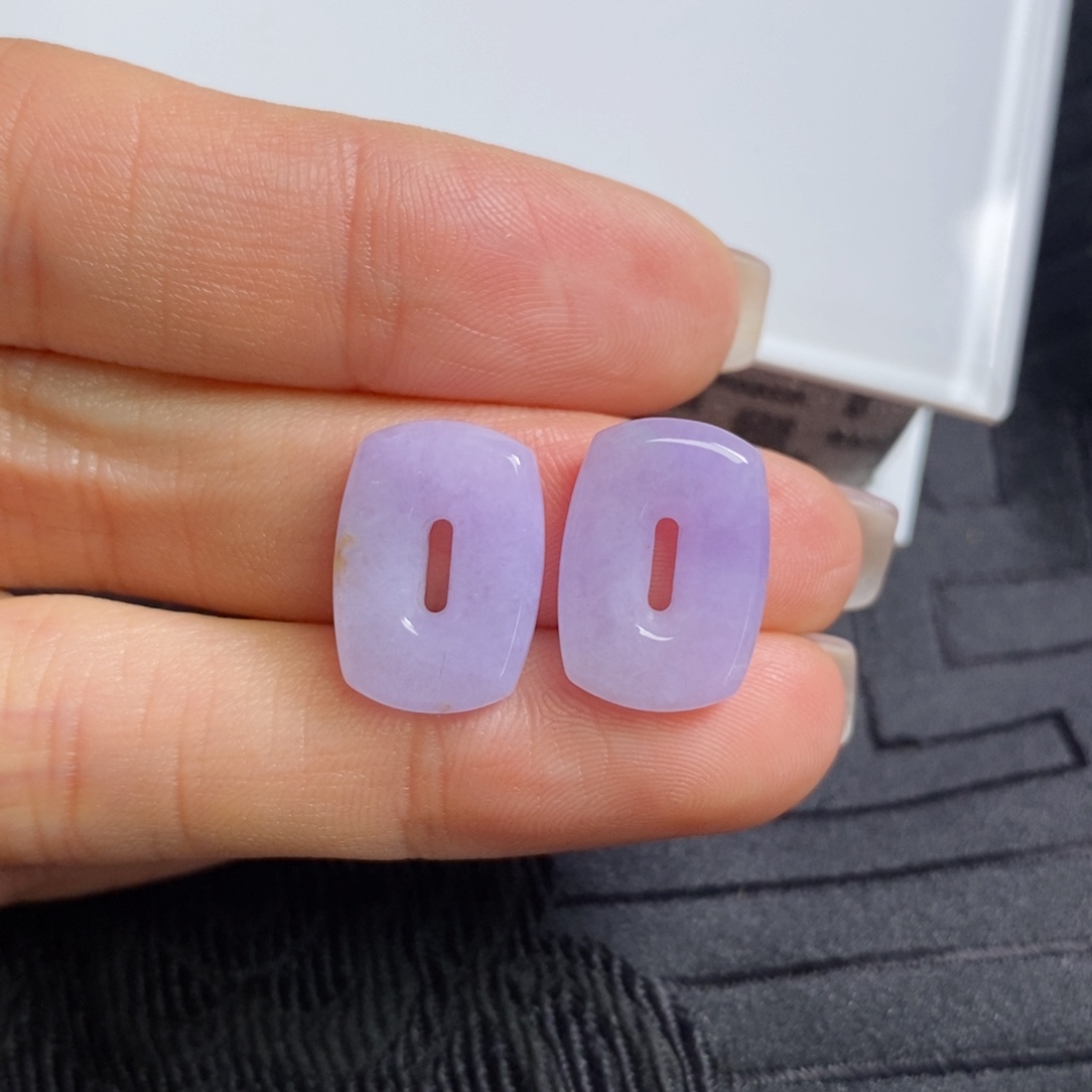 翡翠未镶嵌耳饰紫罗兰方糖