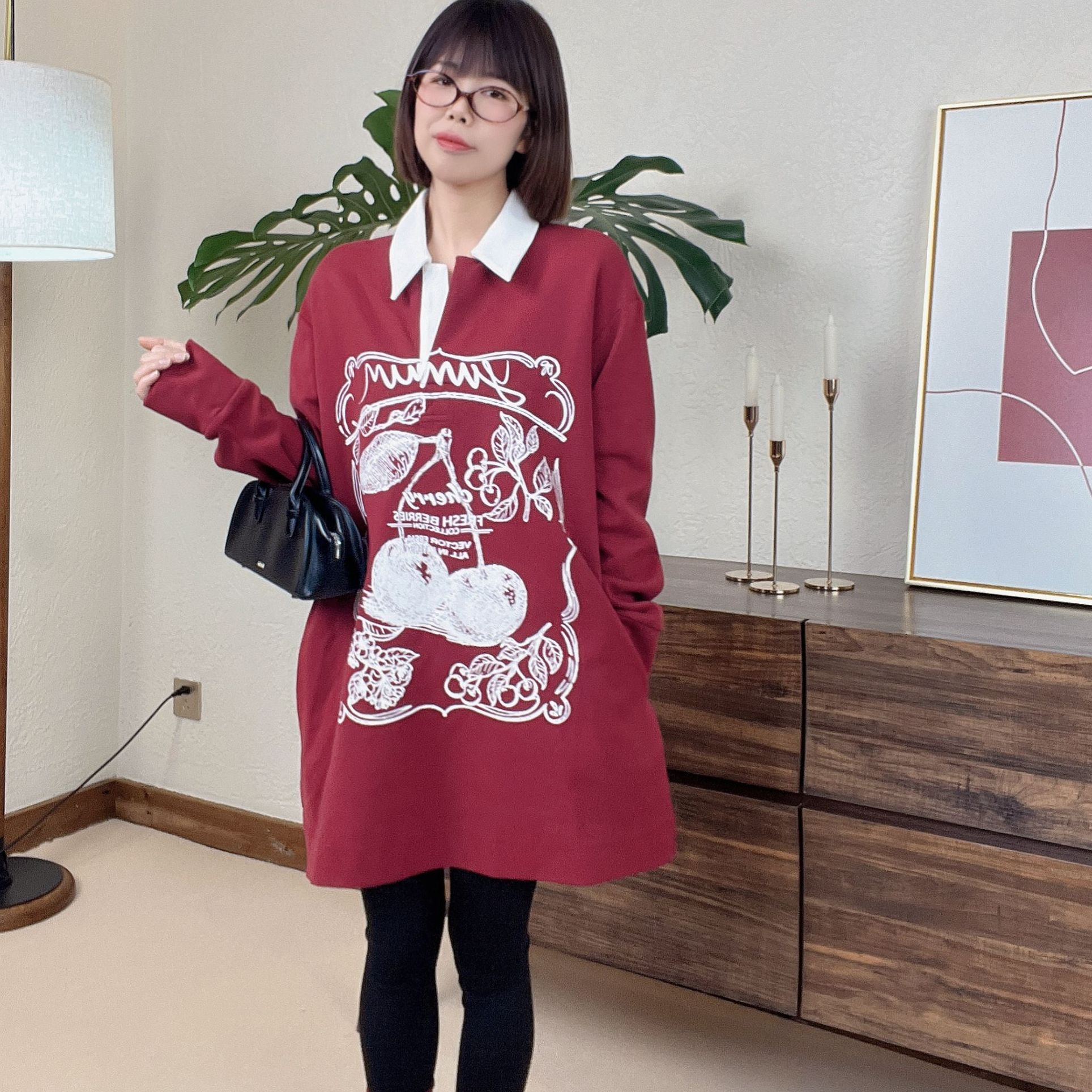 OCKKJ 设计感中长款ins风卫衣连衣裙 SSVCY039