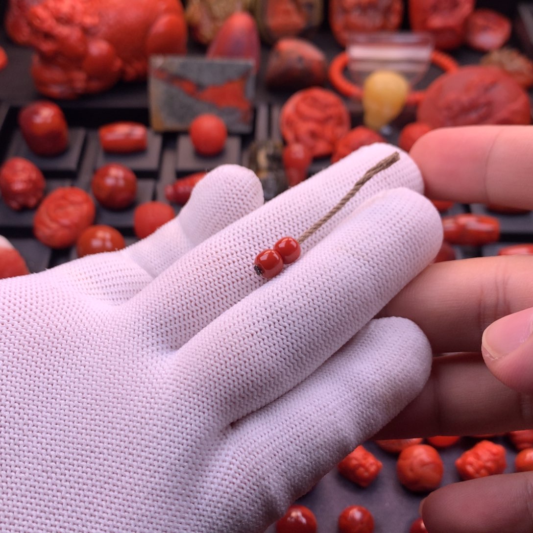 南红玛瑙未镶嵌【传仁】川料原矿满色满肉老型对珠6mm