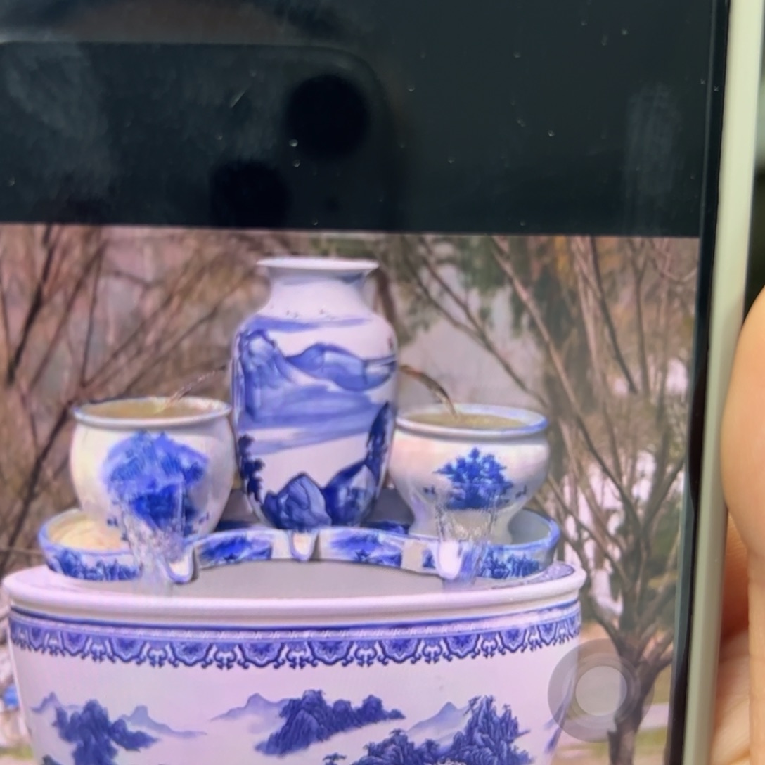 瓷片配直径90缸的流水摆件