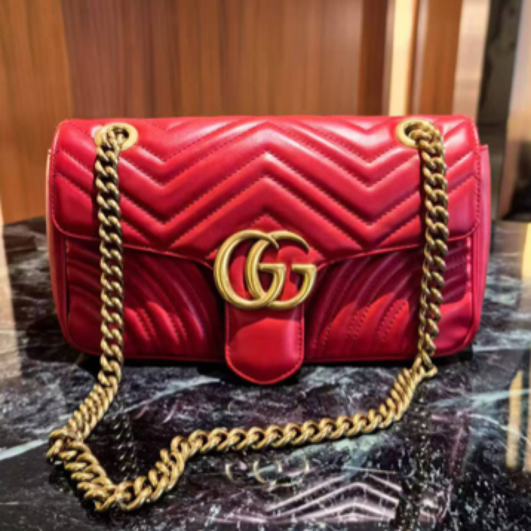 99新 GUCCI/古驰 Gucci/古驰马蒙金标logo斜挎单肩包
