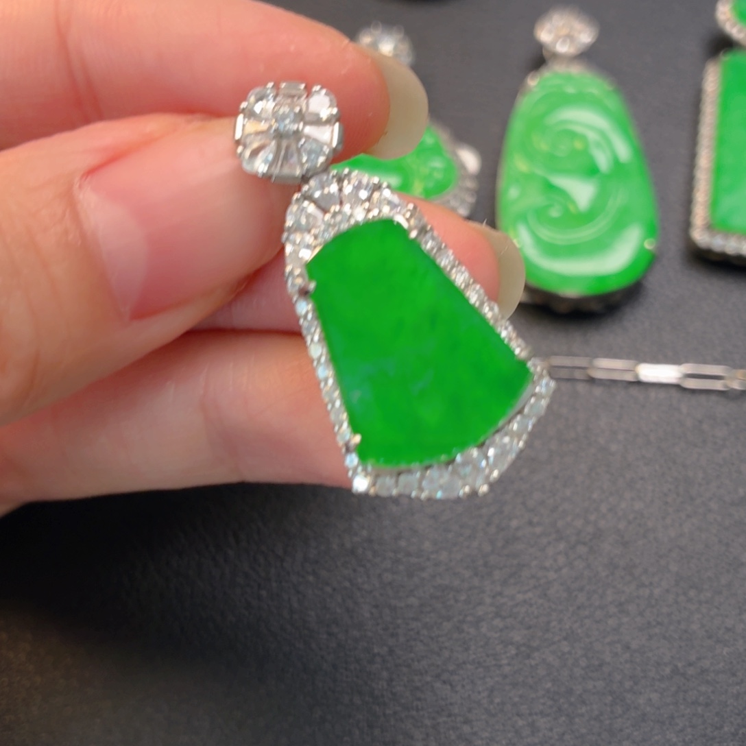 翡翠银S925镶嵌吊坠(不含链)