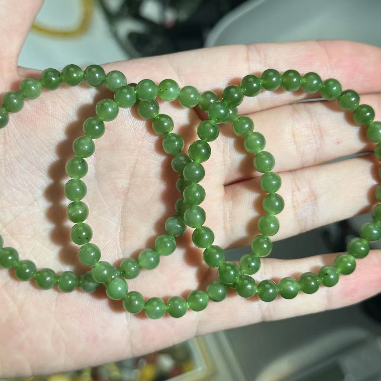 【O19】碧玉手串（略微有黑点）多样性发其一