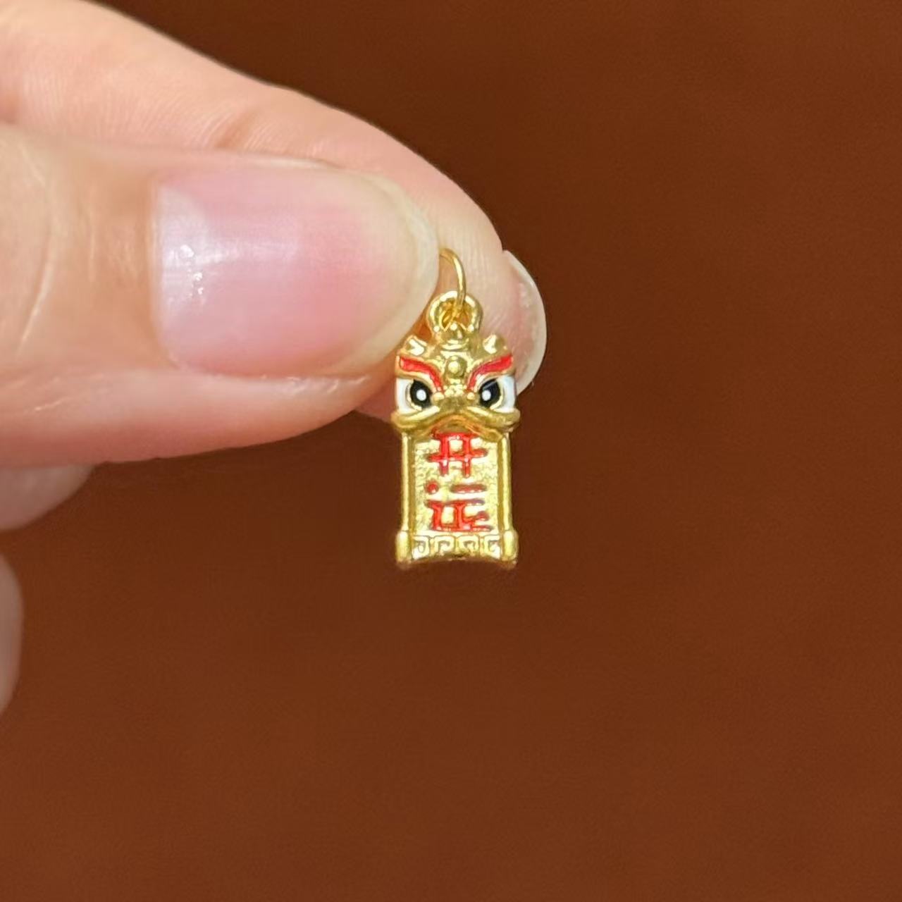 贝贝黄金 足金999 醒狮开运牌 珐琅彩 圆环 5D工艺 2833