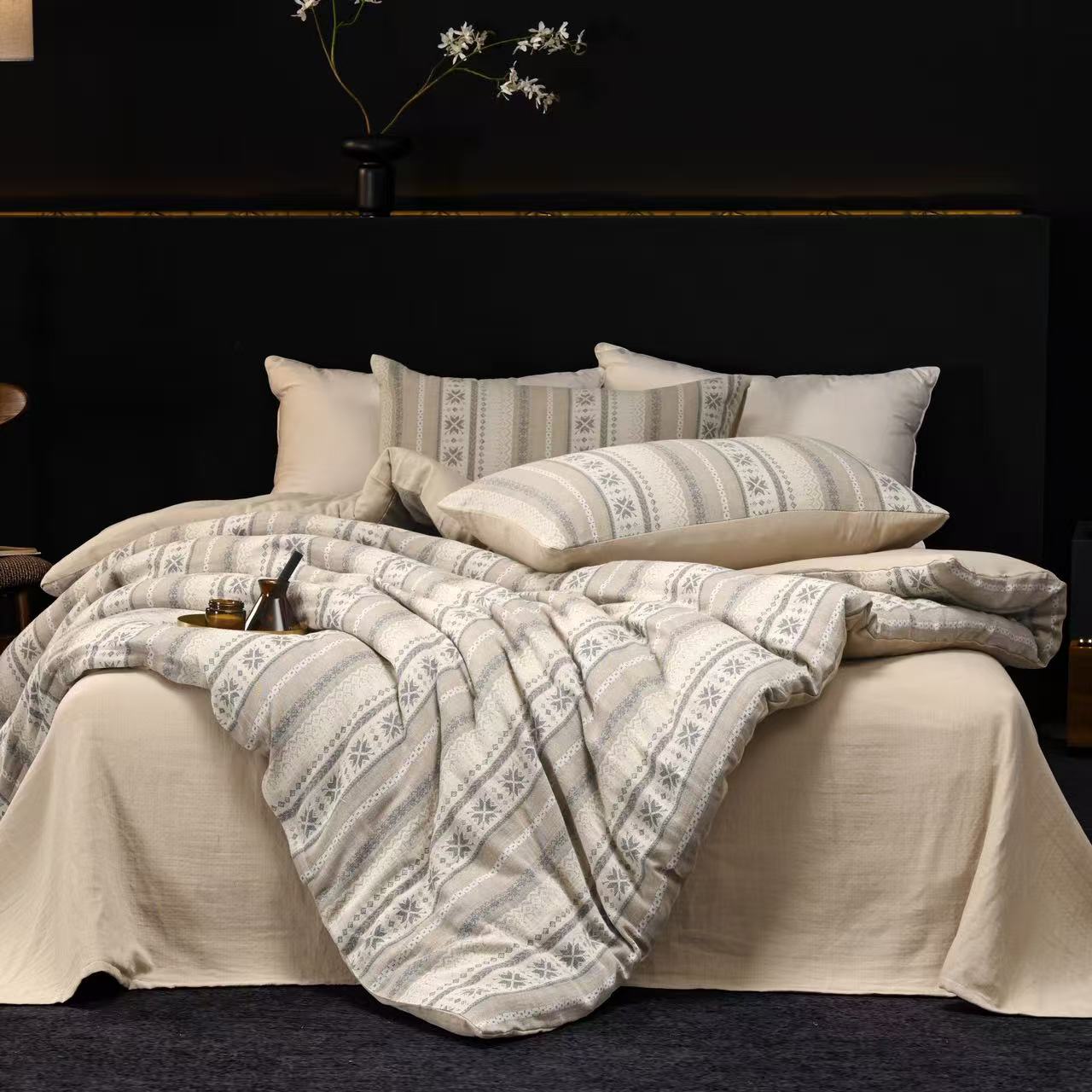 【菱纹飞鸟】双层纱全棉柔软亲肤舒适色织提花被子